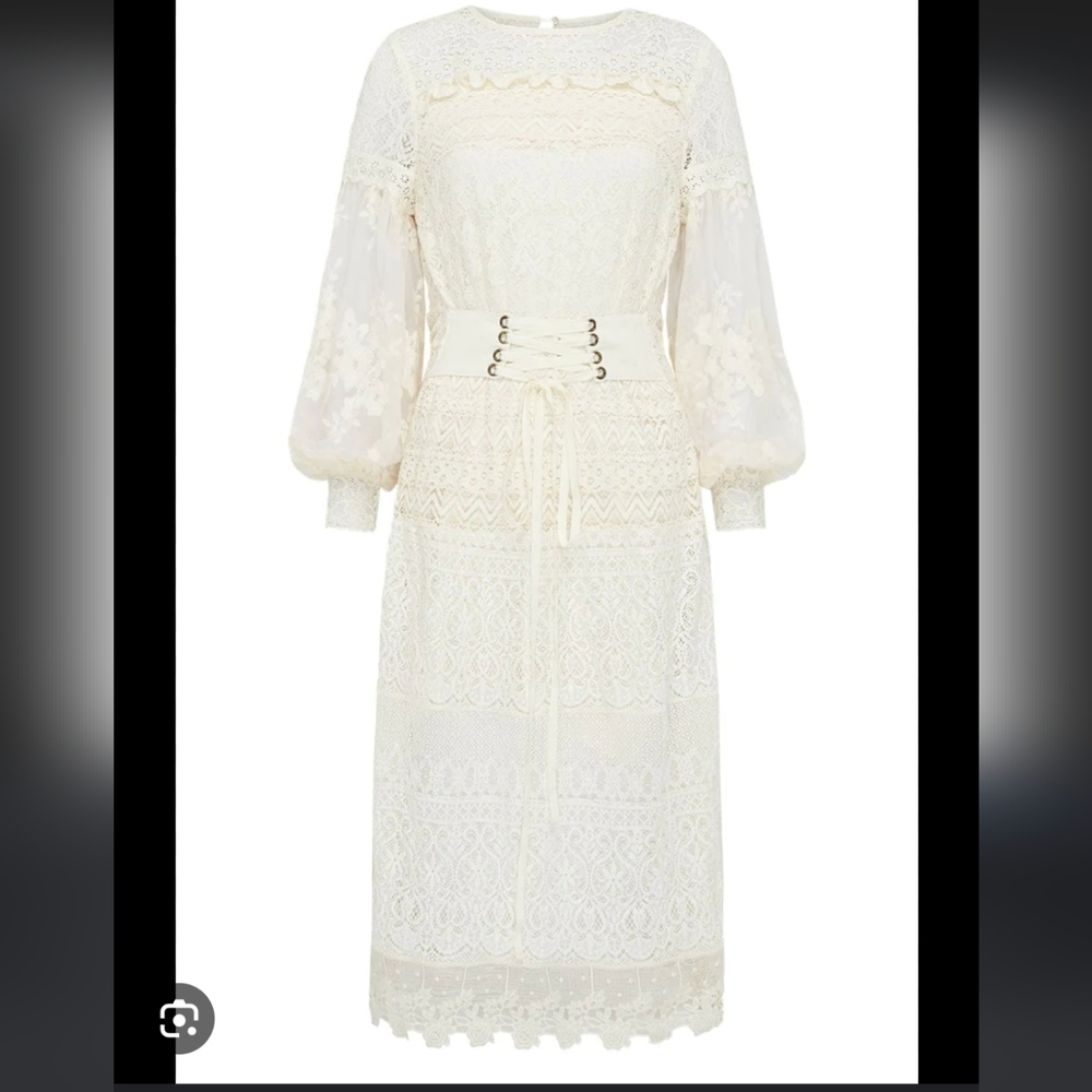 Spell Designs Dawn Lace Belted Corset Midi Dress Size Medium